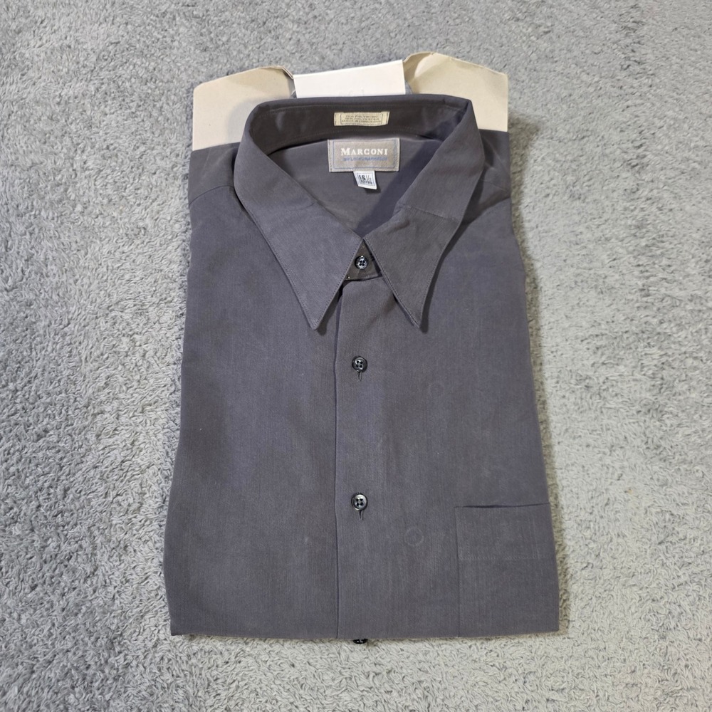 Marconi‎ Mens 16.5 32/33 Dress Shirt Gray Long Sleeve Button Up Pocket Solid